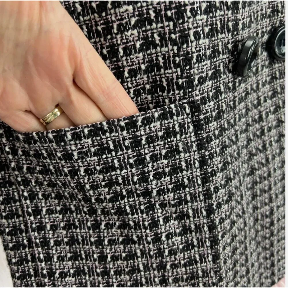 Kate Spade Kids Tweed Jacket Ruffle Trim‎ Double Breasted Dressy Preppy Classic